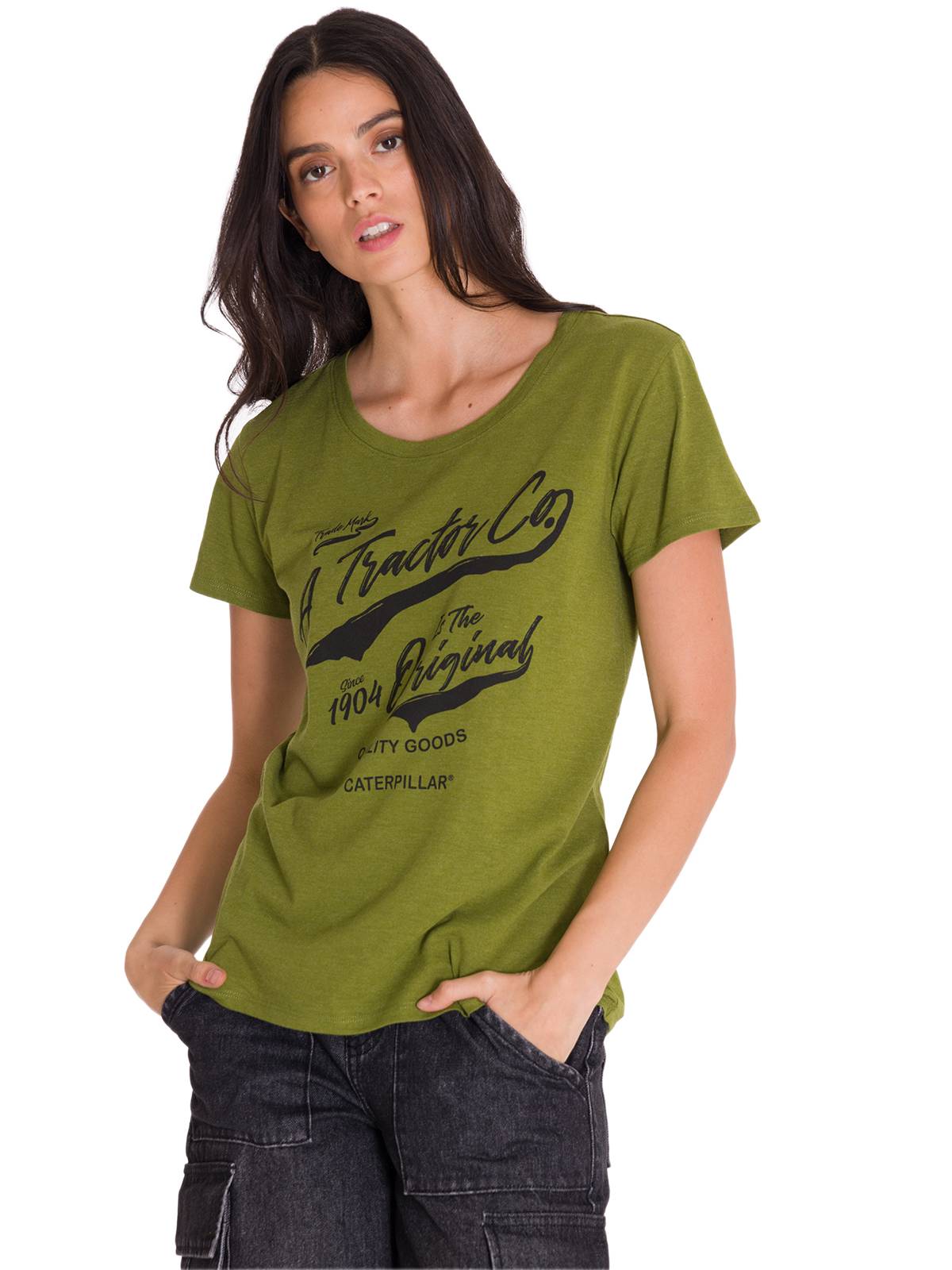 Polera Manga Corta Casual Mujer CREW EVERYDAY GRAPHIC TEE Verde Cat