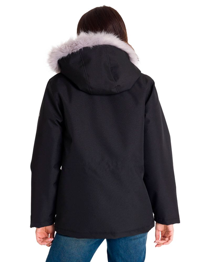 Chaqueta-Manga-Larga-Casual-Mujer-MEDIUMWEIGHT-INSULATED-FAUX-FUR-HOODED-Negra-Cat
