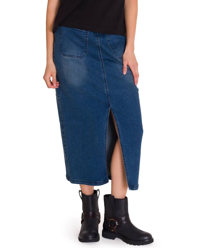 Falda-Ajustada-Casual-Mujer-CARPENTER-MAXI-SKIRT-Denim-Cat