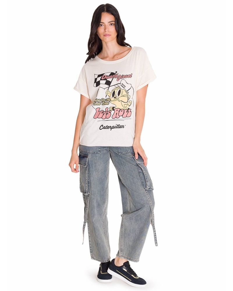 Polera-Manga-Corta-Casual-Mujer-RELAXED-DANNY-GRAPHIC-TEE-Blanca-Cat