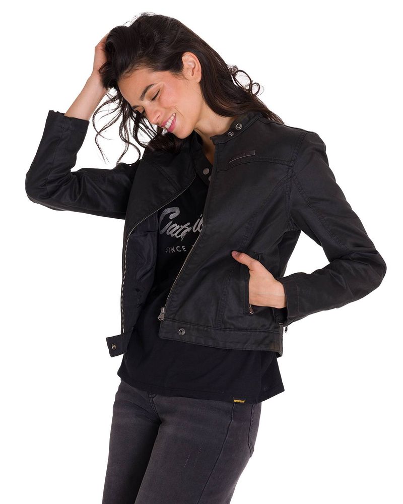 Chaqueta-Manga-Larga-Casual-Mujer-WAXED-MOTO-Negra-Cat