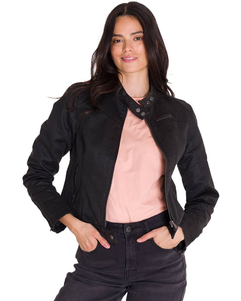 Chaqueta-Manga-Larga-Casual-Mujer-WAXED-MOTO-Negra-Cat