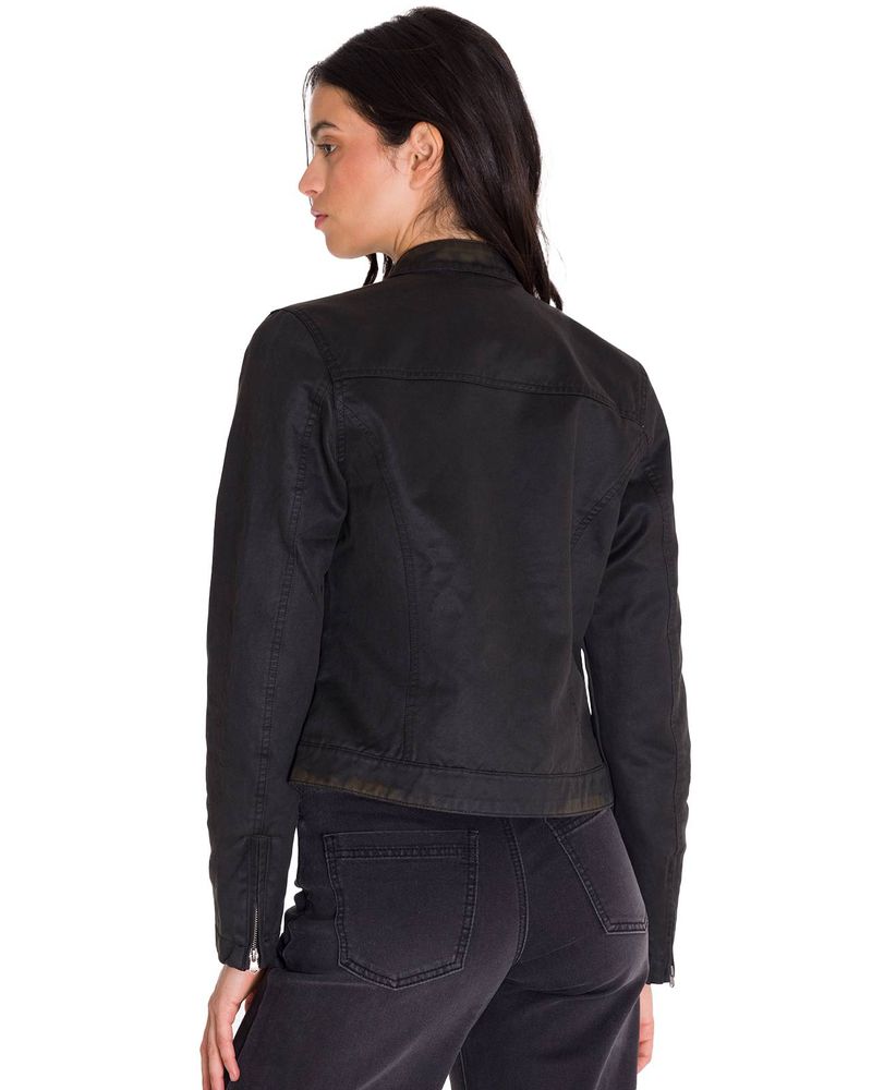 Chaqueta-Manga-Larga-Casual-Mujer-WAXED-MOTO-Negra-Cat