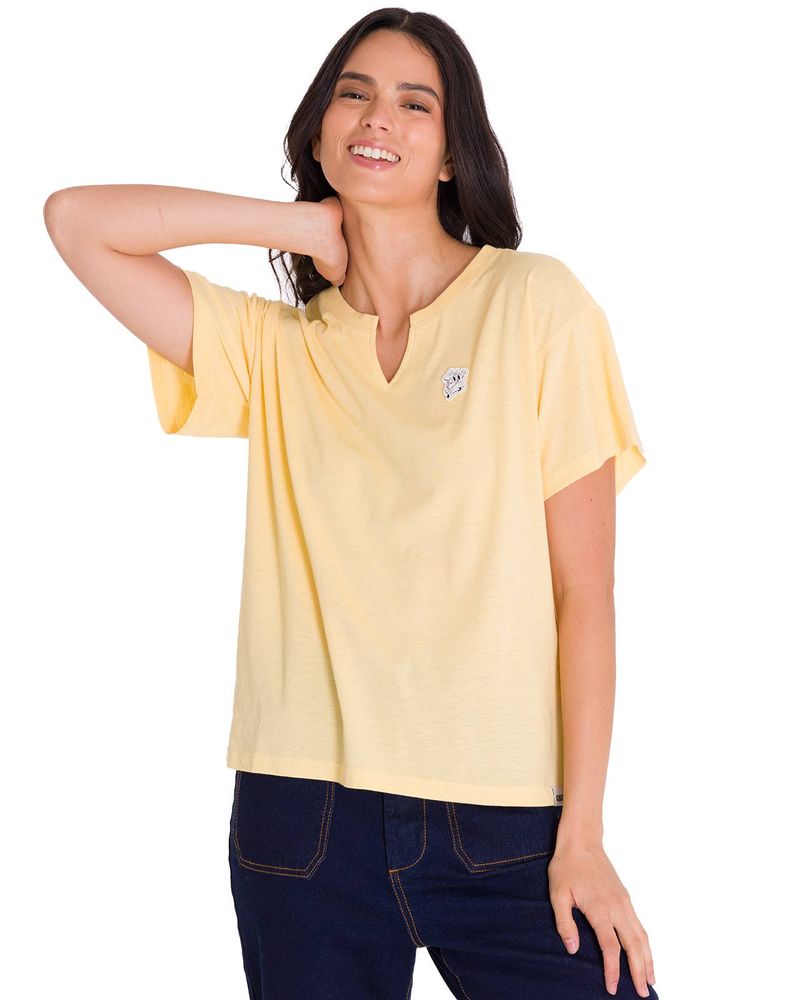 Polera-Manga-Corta-Casual-Mujer-NOTCH-NECK-DANNY-GRAPHIC-TEE-Vainilla-Cat