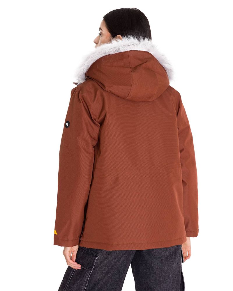 Chaqueta-Manga-Larga-Casual-Mujer-MEDIUMWEIGHT-INSULATED-FAUX-FUR-HOODED-Terracota-Cat