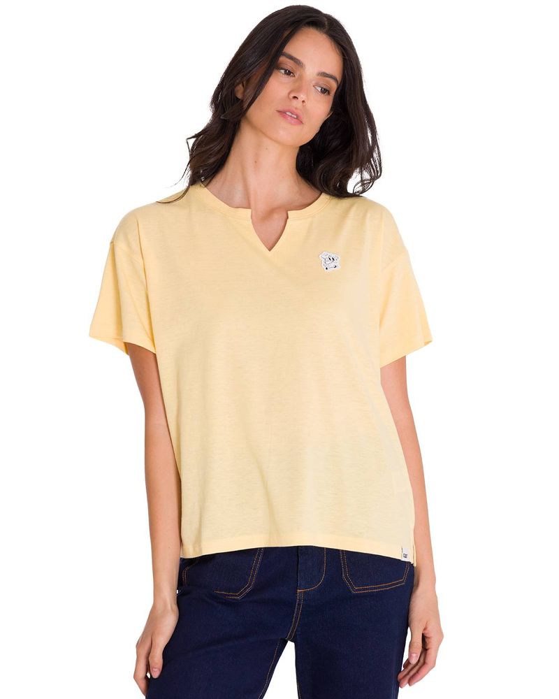 Polera-Manga-Corta-Casual-Mujer-NOTCH-NECK-DANNY-GRAPHIC-TEE-Vainilla-Cat