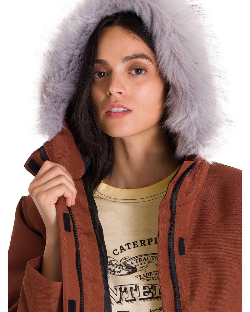 Chaqueta-Manga-Larga-Casual-Mujer-MEDIUMWEIGHT-INSULATED-FAUX-FUR-HOODED-Terracota-Cat