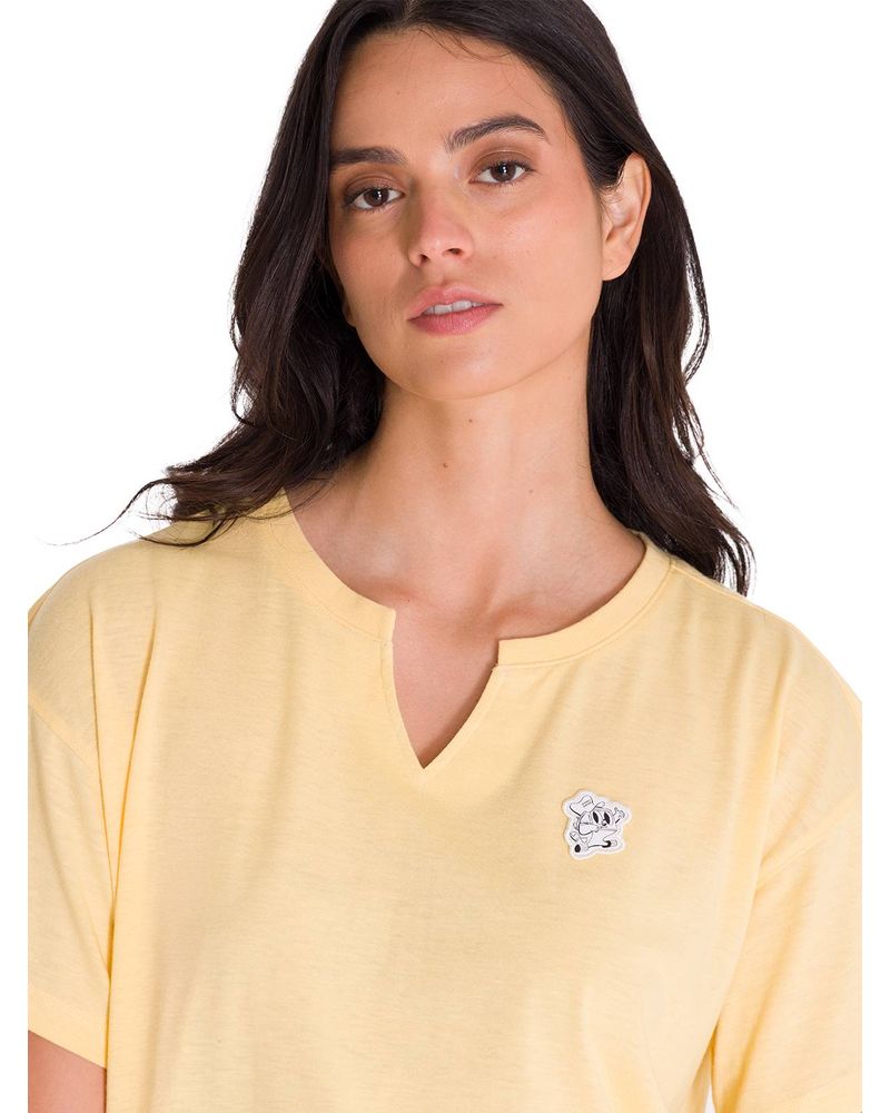 Polera-Manga-Corta-Casual-Mujer-NOTCH-NECK-DANNY-GRAPHIC-TEE-Vainilla-Cat