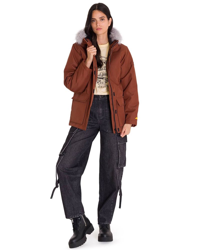 Chaqueta-Manga-Larga-Casual-Mujer-MEDIUMWEIGHT-INSULATED-FAUX-FUR-HOODED-Terracota-Cat