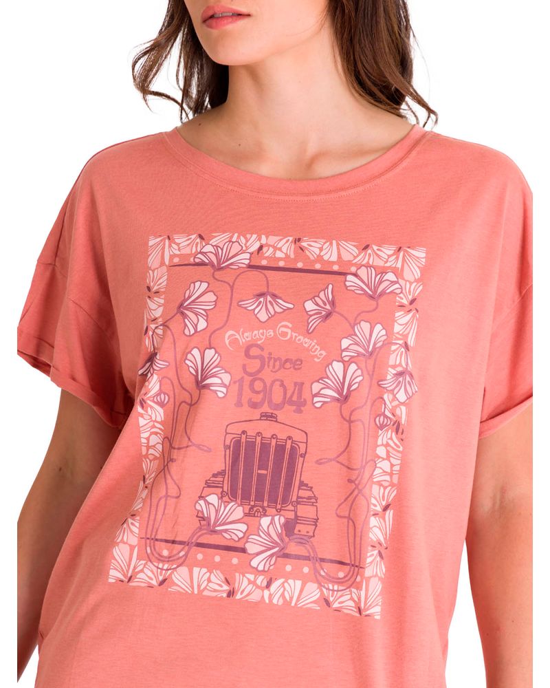 Polera-Manga-Corta-Casual-Mujer-RELAXED-FLORAL-GRAPHIC-TEE-Rosada-Cat