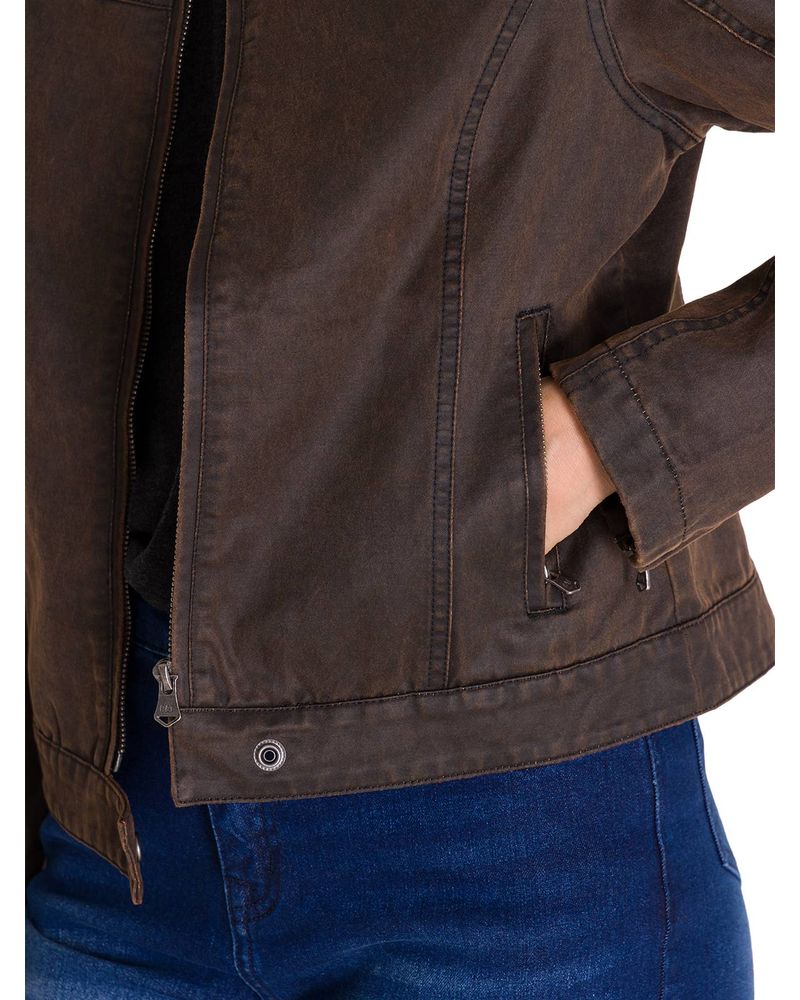 Chaqueta-Manga-Larga-Casual-Mujer-WAXED-MOTO-Cafe-Oscura-Cat