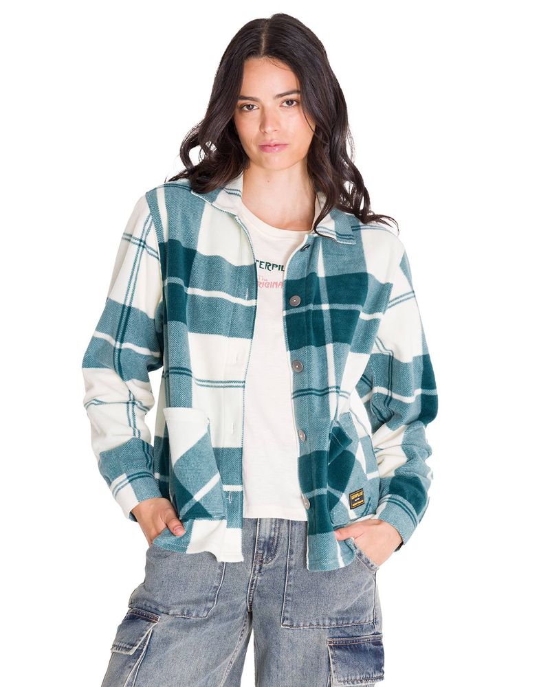 Chaqueta-Manga-Larga-Mujer-W-Microfleece-Shirt-Verde-Petroleo-Cat