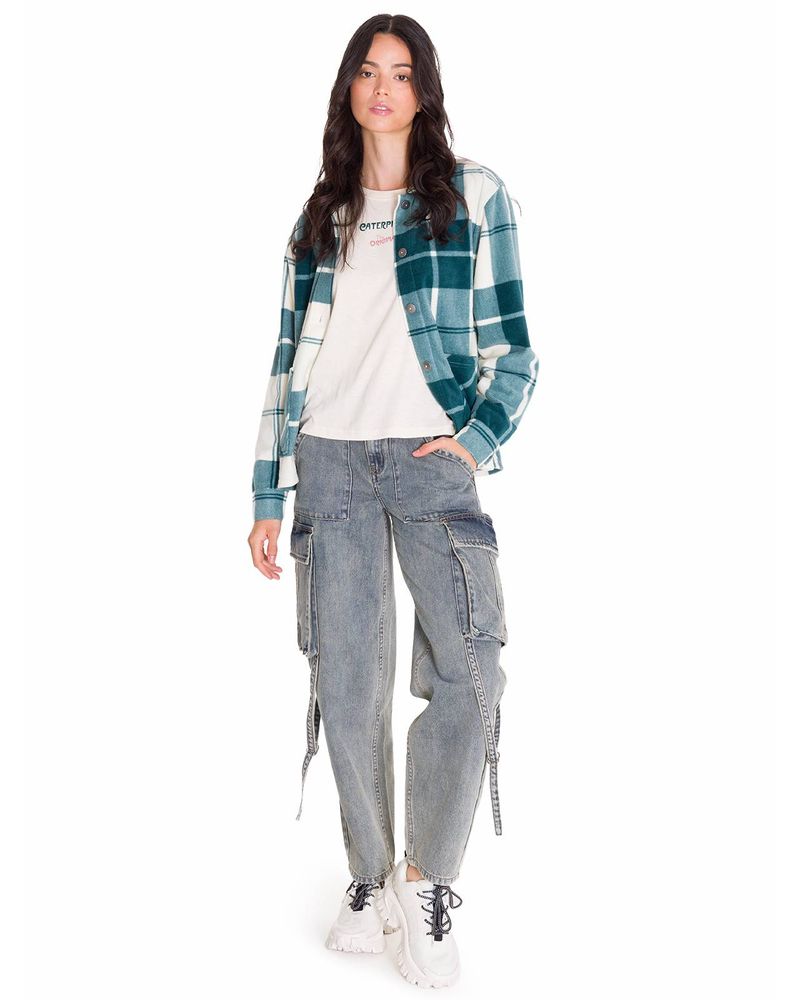Chaqueta-Manga-Larga-Mujer-W-Microfleece-Shirt-Verde-Petroleo-Cat