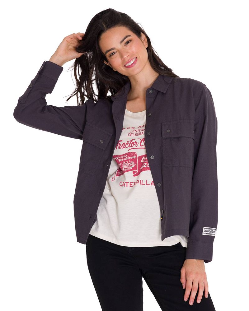 Camisa-Manga-Larga-Mujer-Heritage-Uniform-Boxy-L-S-Gris-Oscuro-Cat