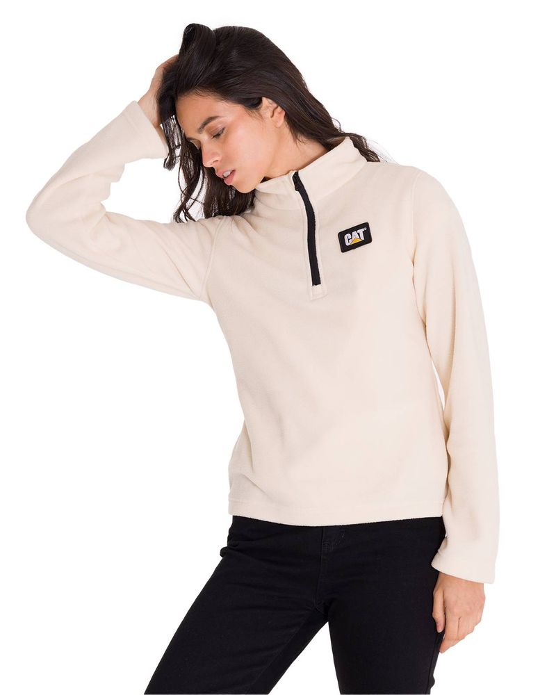 Polar-Manga-Larga-Mujer-Microfleece-Quarter-Zip-Beige-Cat