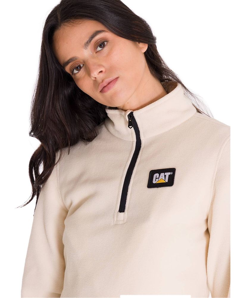 Polar-Manga-Larga-Mujer-Microfleece-Quarter-Zip-Beige-Cat
