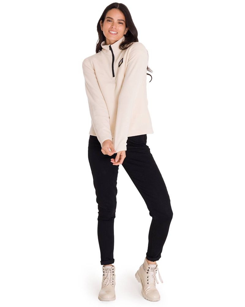 Polar-Manga-Larga-Mujer-Microfleece-Quarter-Zip-Beige-Cat