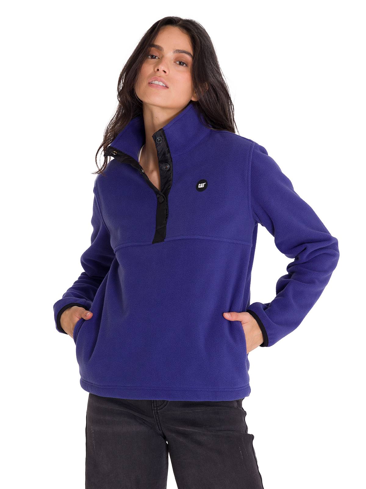 Polar Manga Larga Mujer W Polar Fleece Half Snap Po Azul Cat