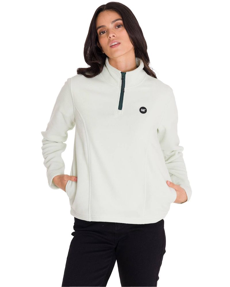Polar-Manga-Larga-Mujer-W-Microfleece-Quarter-Zip-Pullover-Oliva-Claro-Cat
