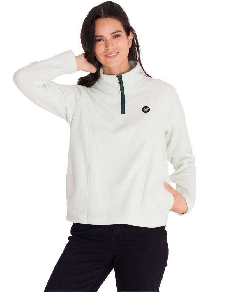 Polar-Manga-Larga-Mujer-W-Microfleece-Quarter-Zip-Pullover-Oliva-Claro-Cat