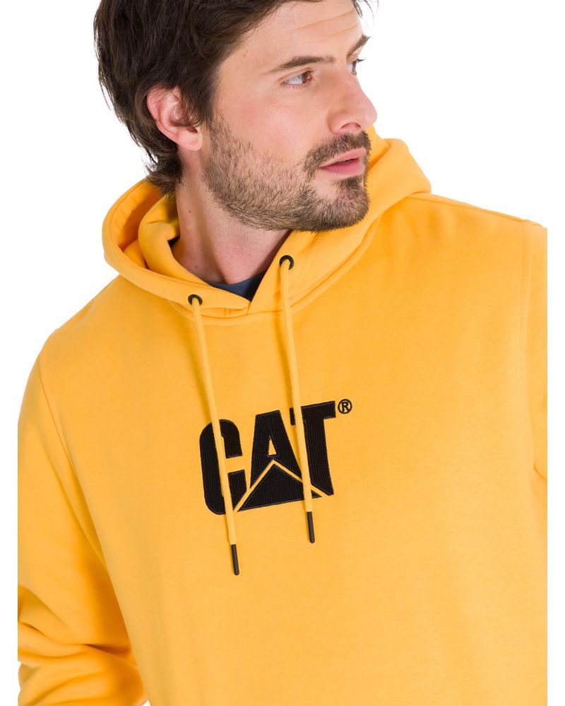 Poleron-Casual-Unisex-Fleece-Cat-Logo-Pullover-Hoodie-Amarillo-Cat