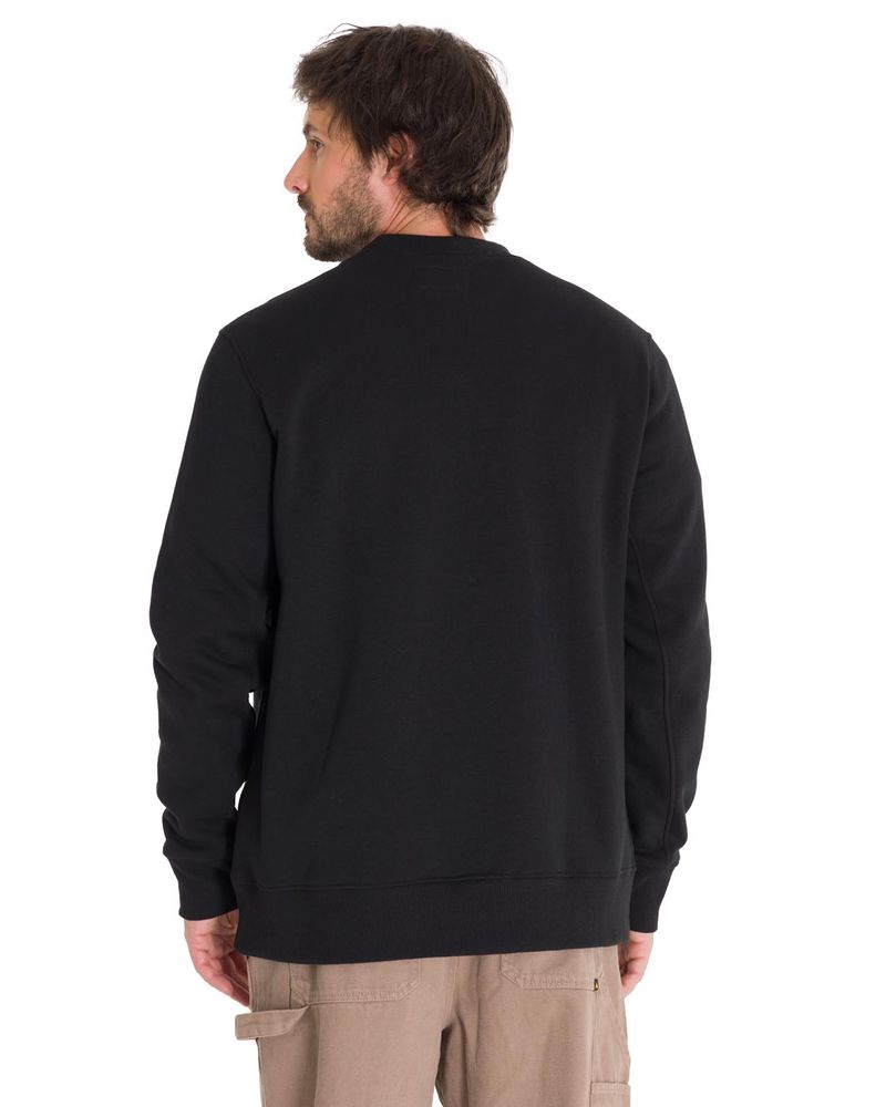 Poleron-Casual-Unisex-Caterpillar-Logo-Crewneck-Sweatshirt-Negro-Cat