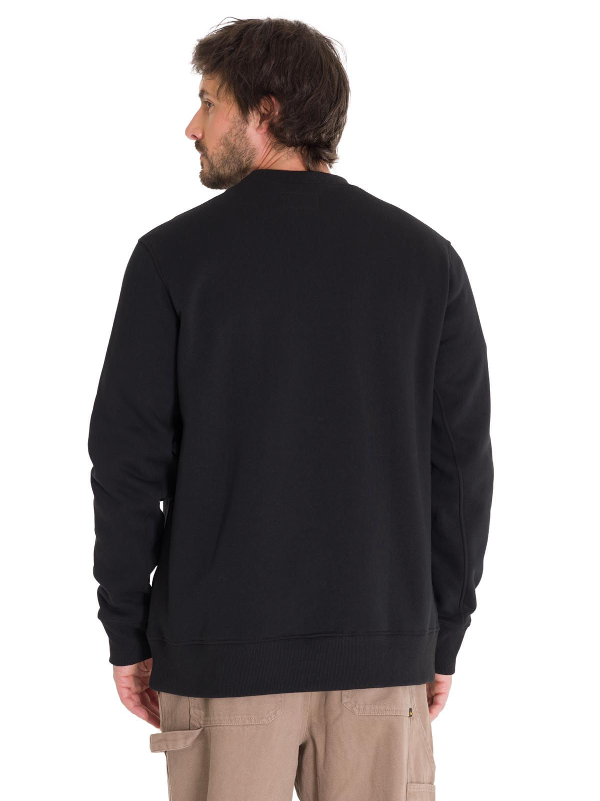 Poleron Casual Unisex Caterpillar Logo Crewneck Sweatshirt Negro Cat
