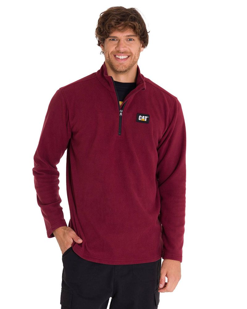 Polar-Manga-Larga-Hombre-Microfleece-Quarter-Zip-Burdeo-Cat