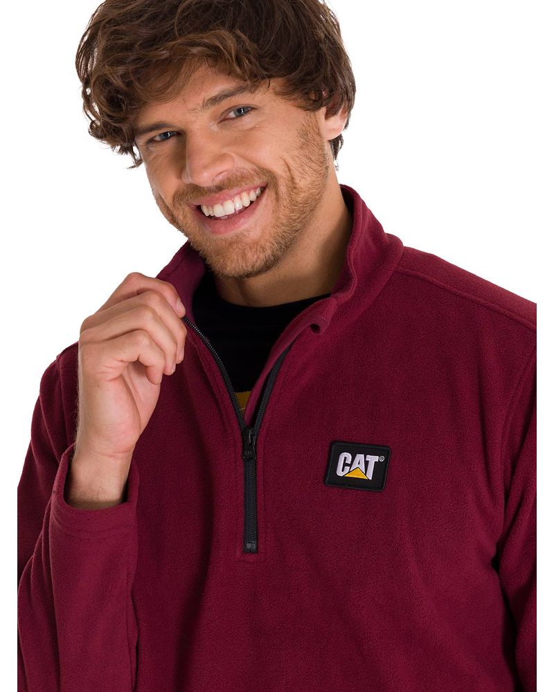 Polar-Manga-Larga-Hombre-Microfleece-Quarter-Zip-Burdeo-Cat