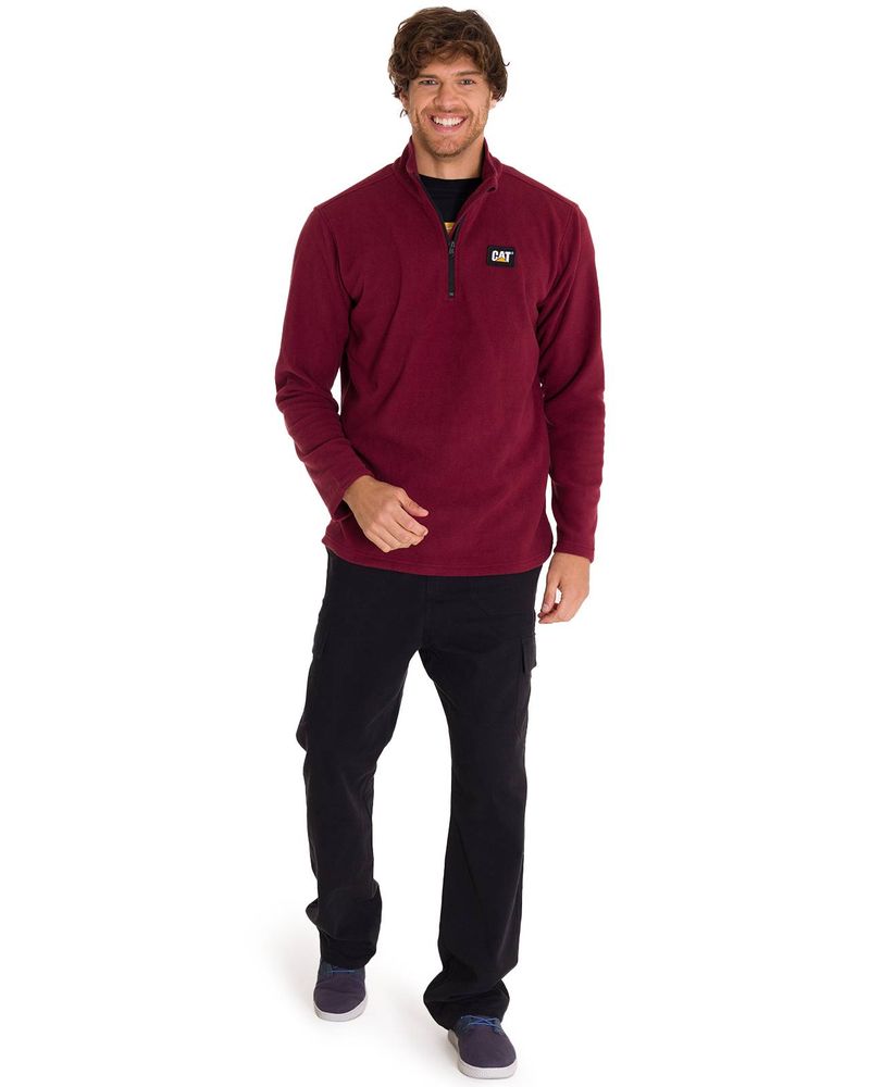 Polar-Manga-Larga-Hombre-Microfleece-Quarter-Zip-Burdeo-Cat