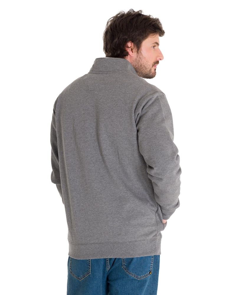 Poleron-Manga-Larga-Hombre-Midweight-Quarter-Zip-Gris-Oscuro-Cat