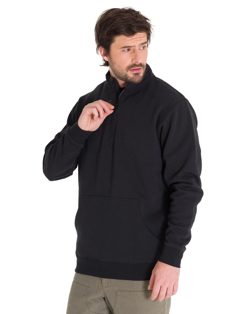 Poleron-Manga-Larga-Hombre-Midweight-Quarter-Zip-Negro-Cat