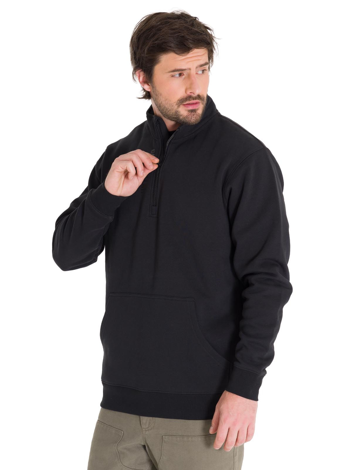 Polerón Manga Larga Hombre Midweight Quarter Zip Negro Cat