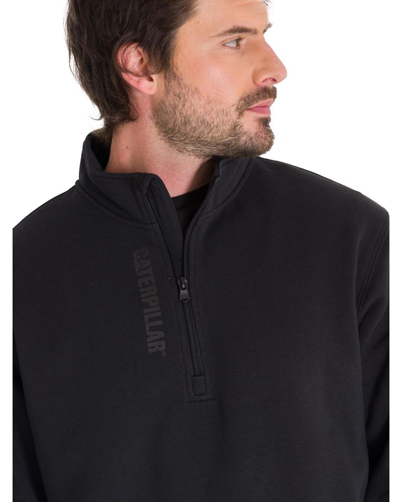 Poleron-Manga-Larga-Hombre-Midweight-Quarter-Zip-Negro-Cat