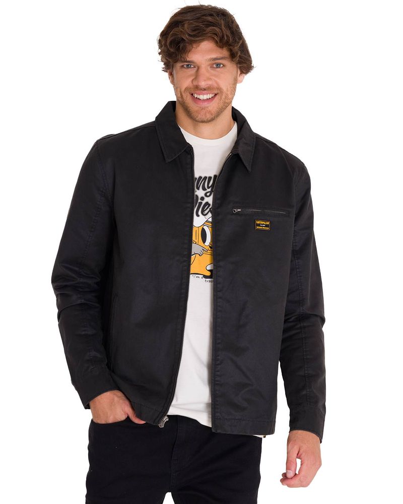 Chaqueta-Manga-Larga-Hombre-WAXED-CHORE-Negra-Cat