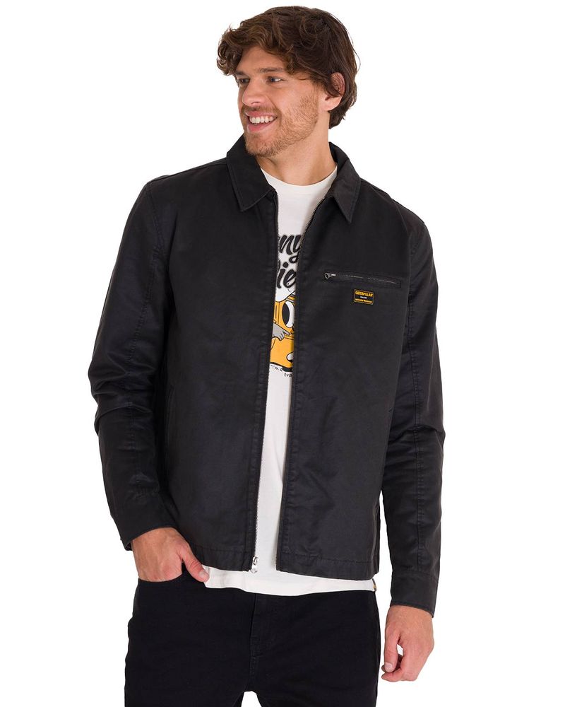 Chaqueta-Manga-Larga-Hombre-WAXED-CHORE-Negra-Cat