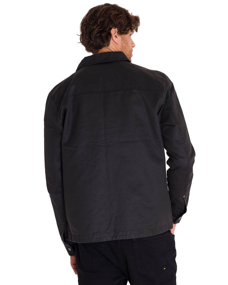 Chaqueta-Manga-Larga-Hombre-WAXED-CHORE-Negra-Cat