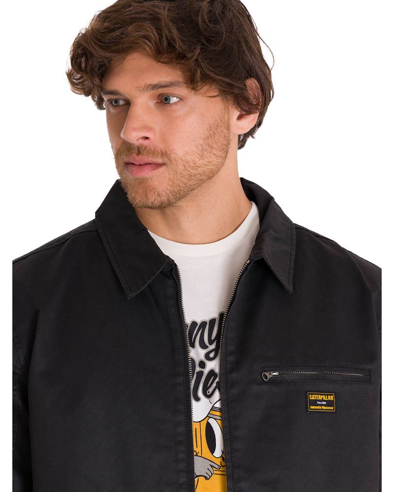 Chaqueta-Manga-Larga-Hombre-WAXED-CHORE-Negra-Cat