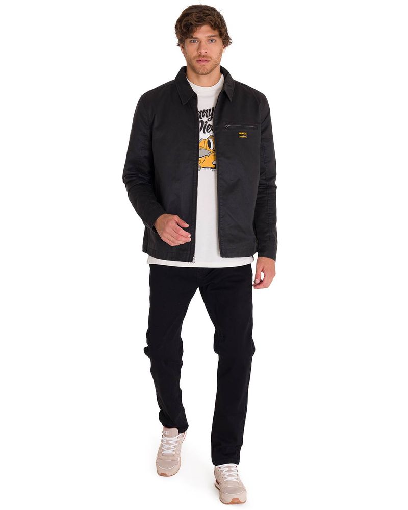 Chaqueta-Manga-Larga-Hombre-WAXED-CHORE-Negra-Cat