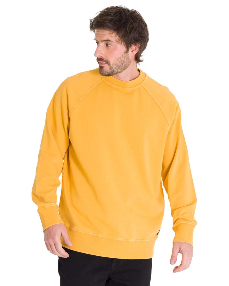 Poleron-Manga-Larga-Hombre-Premium-Wash-Crew-Neck-Amarillo-Cat