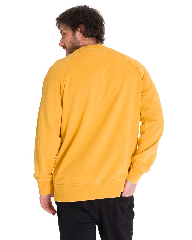 Poleron-Manga-Larga-Hombre-Premium-Wash-Crew-Neck-Amarillo-Cat