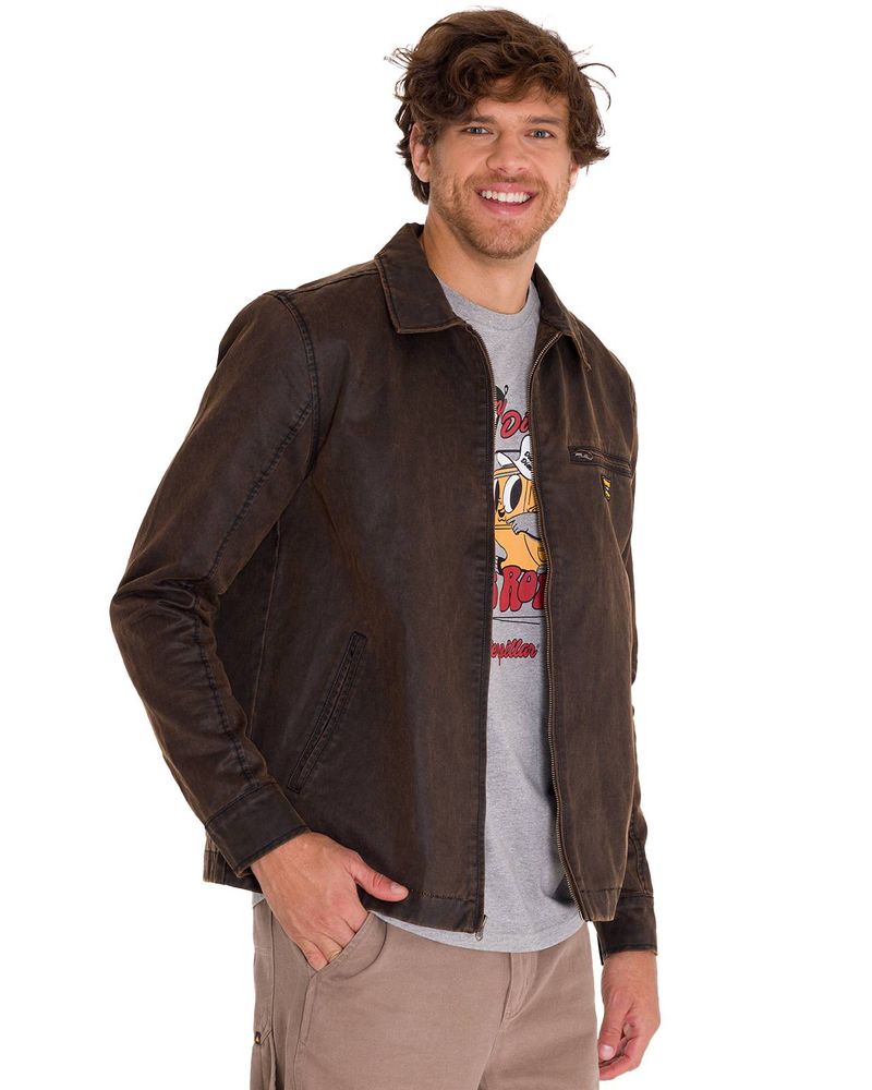 Chaqueta-Manga-Larga-Hombre-WAXED-CHORE-Cafe-Oscura-Cat