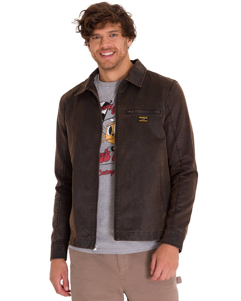 Chaqueta-Manga-Larga-Hombre-WAXED-CHORE-Cafe-Oscura-Cat
