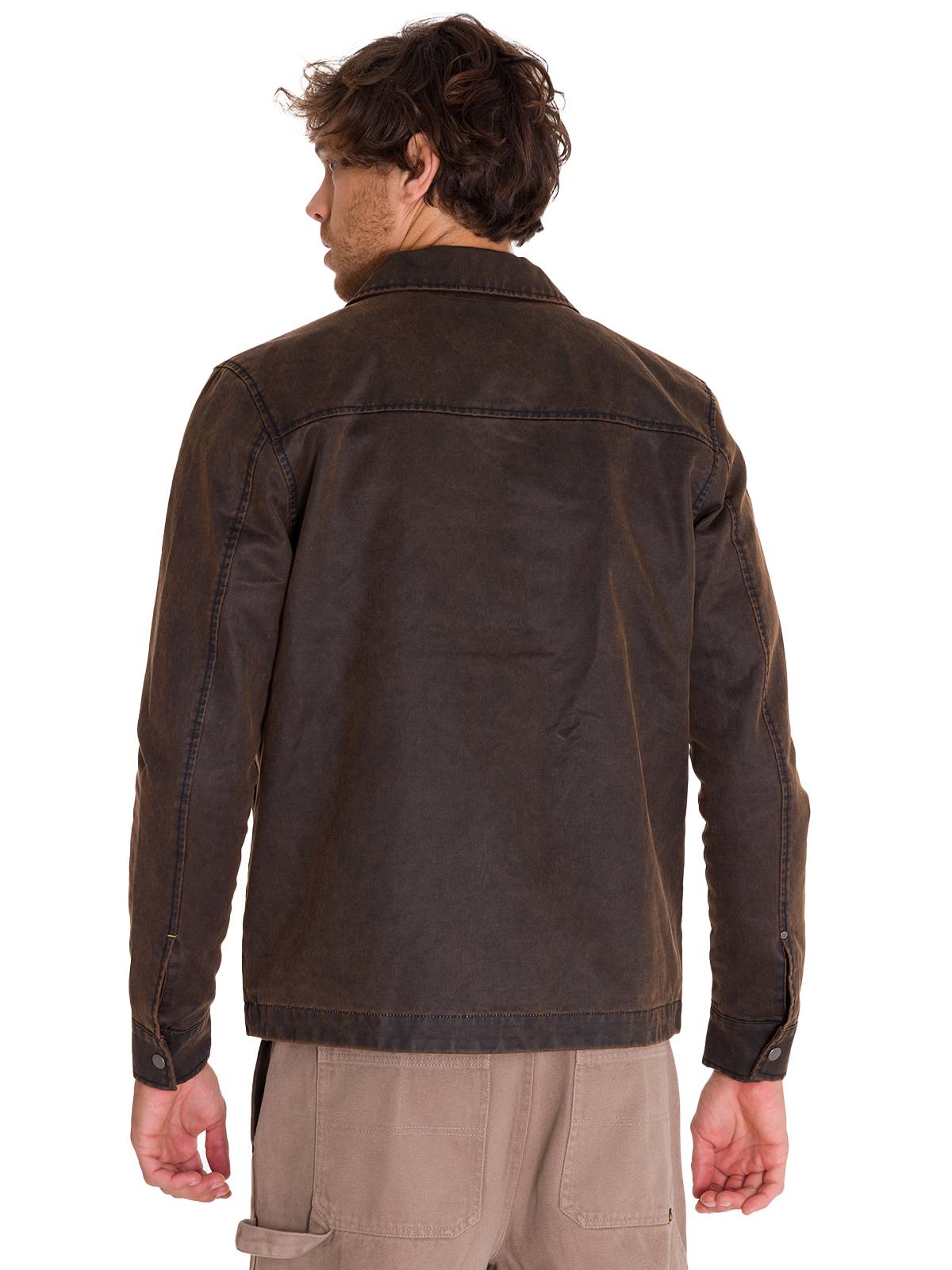 Chaqueta Manga Larga Hombre WAXED CHORE Café Oscura Cat