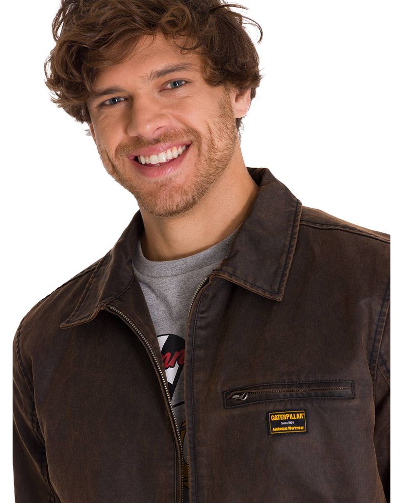 Chaqueta-Manga-Larga-Hombre-WAXED-CHORE-Cafe-Oscura-Cat