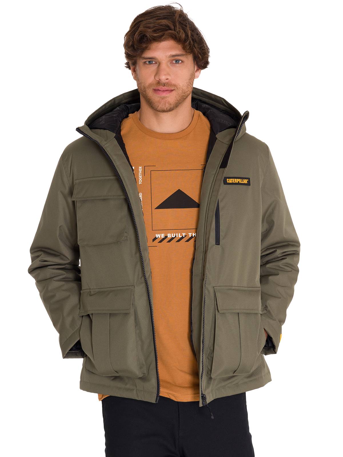 Chaqueta Manga Larga Hombre HEAVYWEIGHT INSULATED HOODED WORK JACKET Oliva Cat