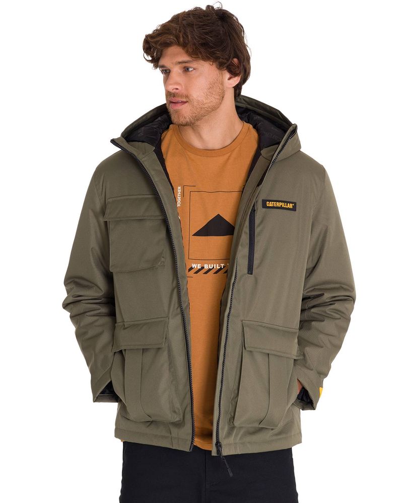 Chaqueta-Manga-Larga-Hombre-HEAVYWEIGHT-INSULATED-HOODED-WORK-JACKET-Oliva-Cat