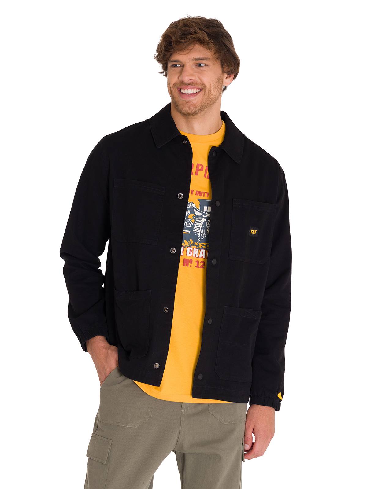 Chaqueta Manga Larga Hombre SNAP FRONT COACH Negra Cat