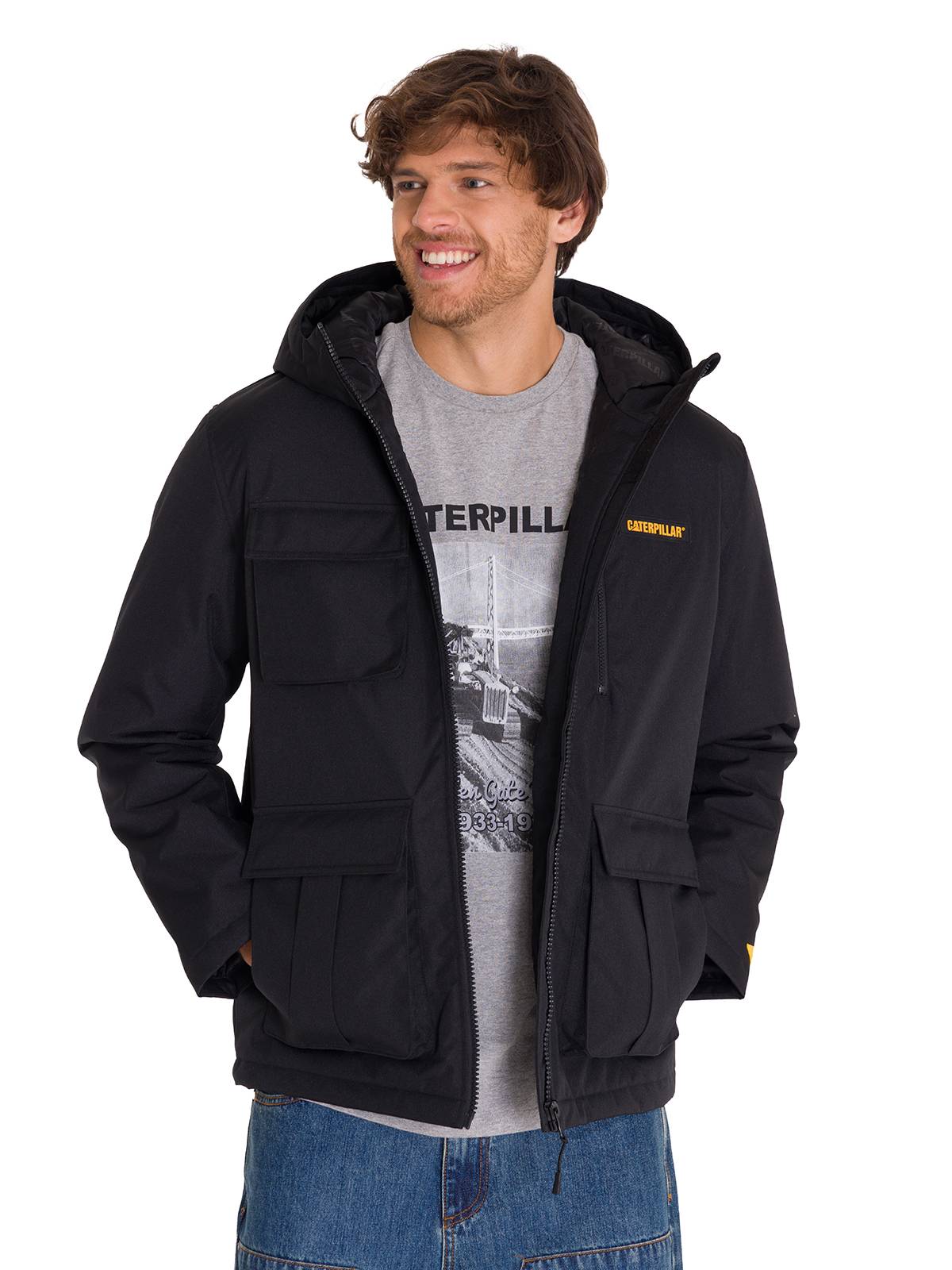 Chaqueta Manga Larga Hombre HEAVYWEIGHT INSULATED HOODED WORK JACKET Negra Cat