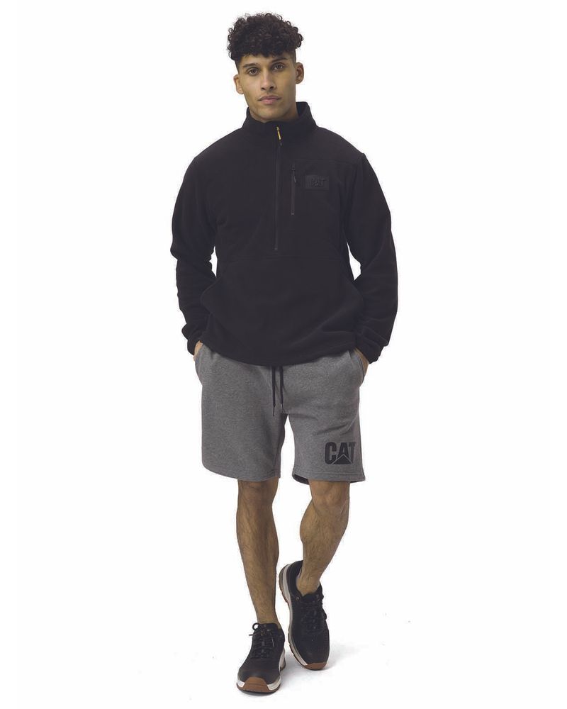 Polar-Manga-Larga-Hombre-Microfleece-Quarter-Zip-Pullover-Negro-Cat